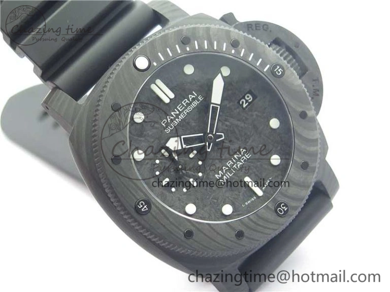 PAM979 Carbotech VSF Best Edition Carbon Dial on Rubber Strap P.9010 Clone (Free Leather Strap)