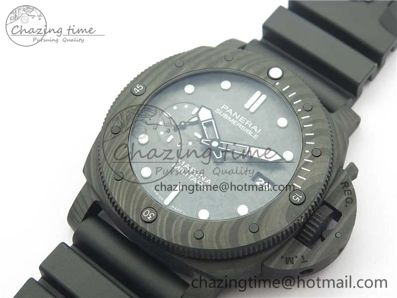 PAM979 Carbotech VSF Best Edition Carbon Dial on Rubber Strap P.9010 Clone (Free Leather Strap)