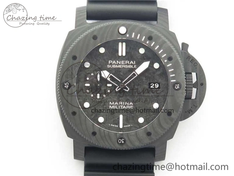 PAM979 Carbotech VSF Best Edition Carbon Dial on Rubber Strap P.9010 Clone (Free Leather Strap)