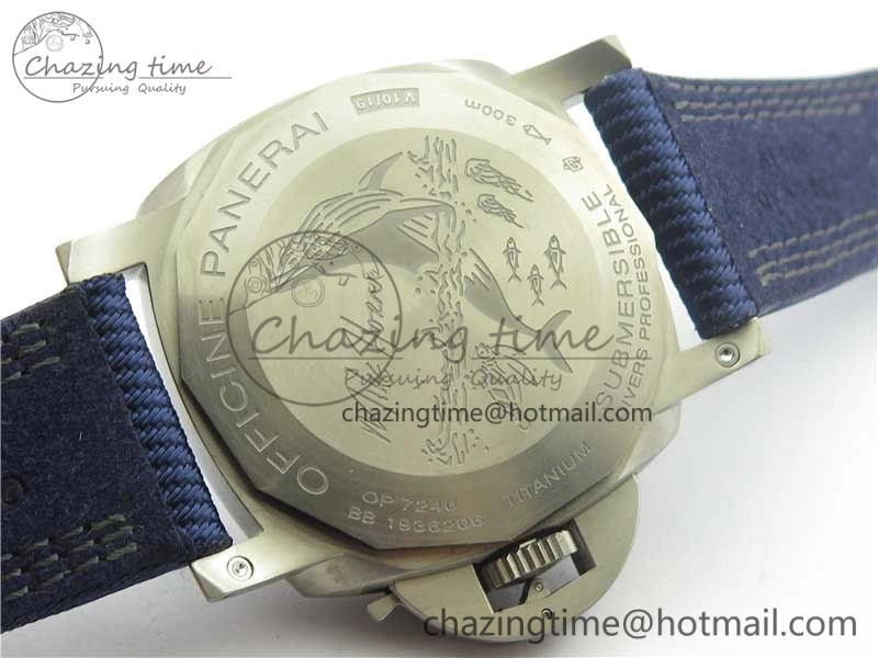 PAM985 Mike Horn Submersible VSF 1:1 Best Edition Black Dial on Blue Nylon Strap P.9010 Clone