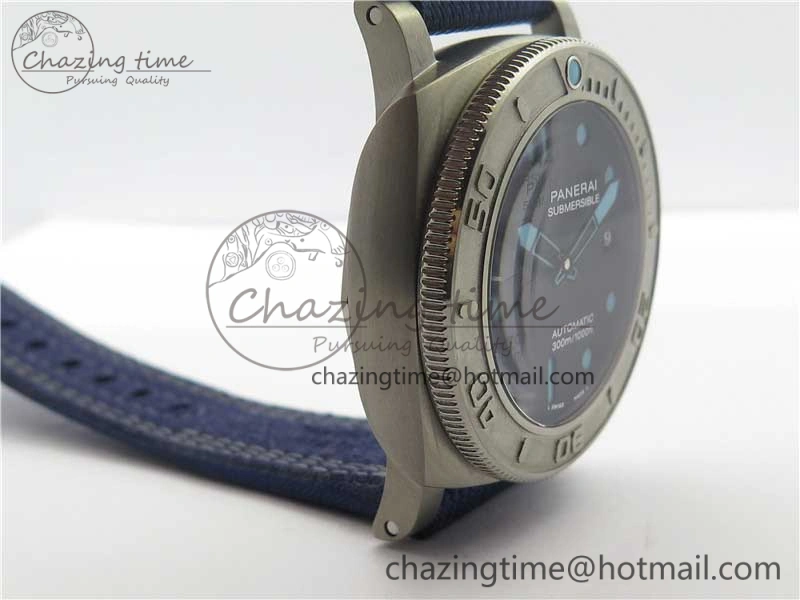 PAM985 Mike Horn Submersible VSF 1:1 Best Edition Black Dial on Blue Nylon Strap P.9010 Clone