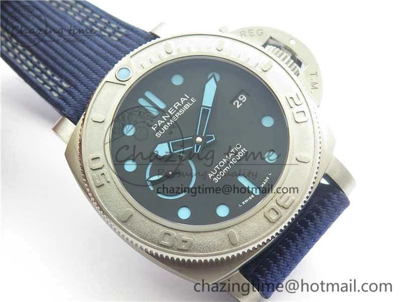 PAM985 Mike Horn Submersible VSF 1:1 Best Edition Black Dial on Blue Nylon Strap P.9010 Clone