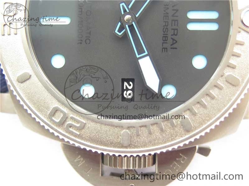 PAM985 Mike Horn Submersible VSF 1:1 Best Edition Black Dial on Blue Nylon Strap P.9010 Clone