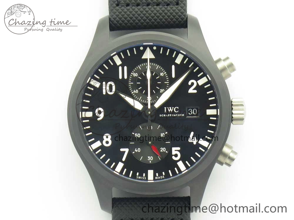 PILOT IW389001 ZF 1:1 Best Edition Ceramic Case Black Dial on Nylon Strap A7750 (Same Function As Genuine)