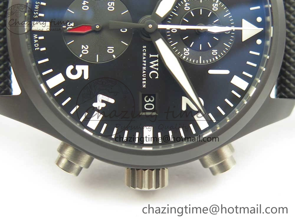 PILOT IW389001 ZF 1:1 Best Edition Ceramic Case Black Dial on Nylon Strap A7750 (Same Function As Genuine)