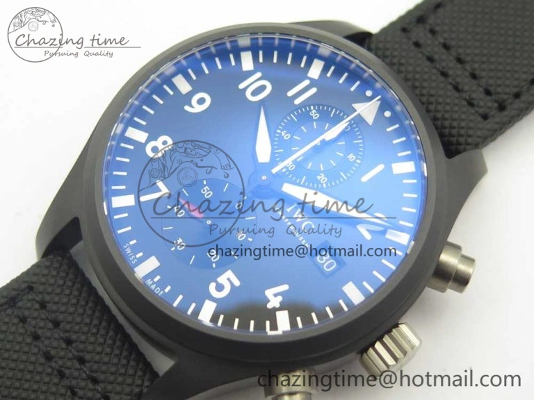 PILOT IW389001 ZF 1:1 Best Edition Ceramic Case Black Dial on Nylon Strap A7750 (Same Function As Genuine)