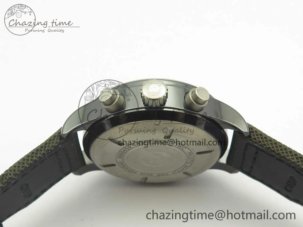 PILOT IW389001 ZF 1:1 Best Edition Ceramic Case Green Dial on Green Nylon Strap A7750 (Function Same As Genuine)