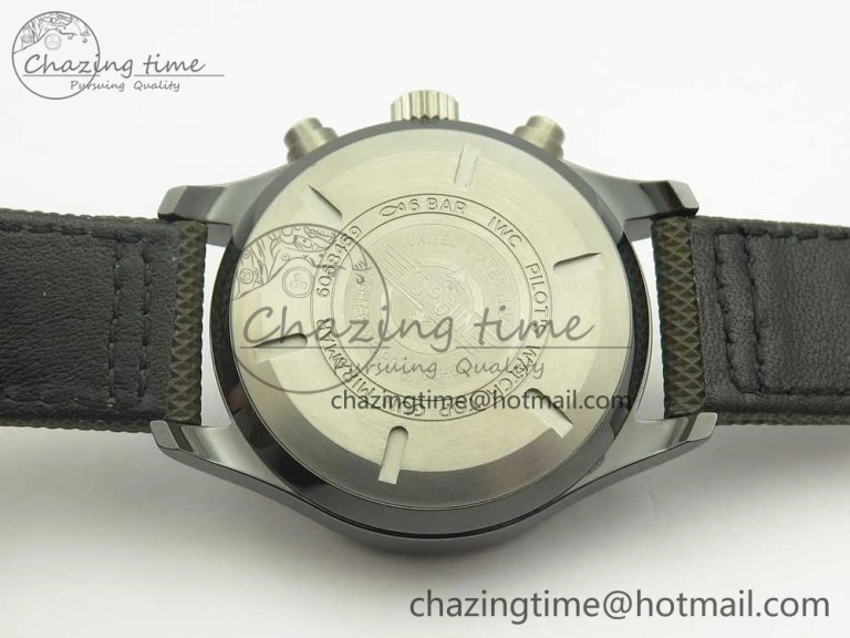 PILOT IW389001 ZF 1:1 Best Edition Ceramic Case Green Dial on Green Nylon Strap A7750 (Function Same As Genuine)