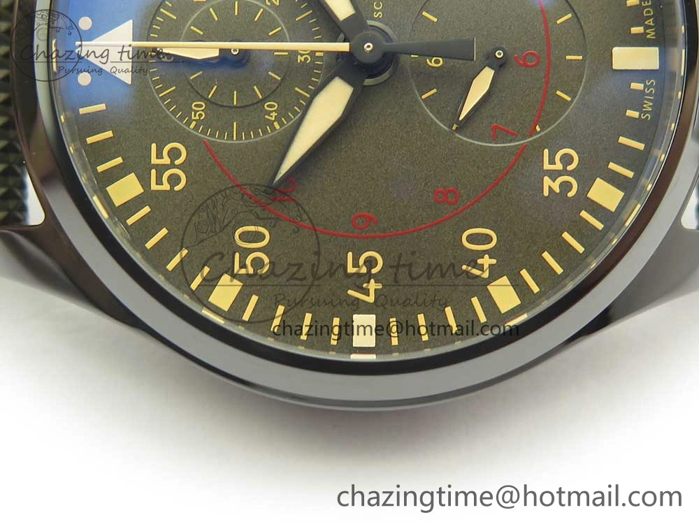 PILOT IW389001 ZF 1:1 Best Edition Ceramic Case Green Dial on Green Nylon Strap A7750 (Function Same As Genuine)