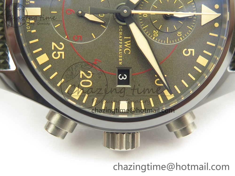 PILOT IW389001 ZF 1:1 Best Edition Ceramic Case Green Dial on Green Nylon Strap A7750 (Function Same As Genuine)