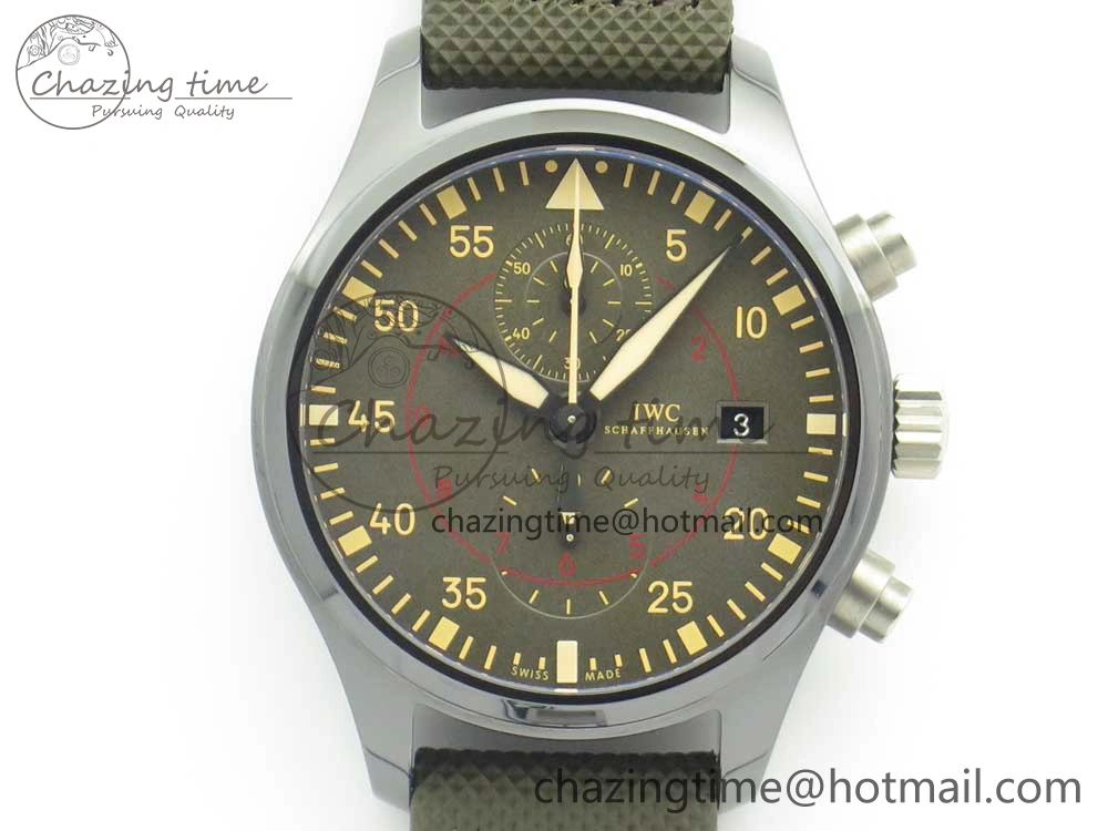 PILOT IW389001 ZF 1:1 Best Edition Ceramic Case Green Dial on Green Nylon Strap A7750 (Function Same As Genuine)