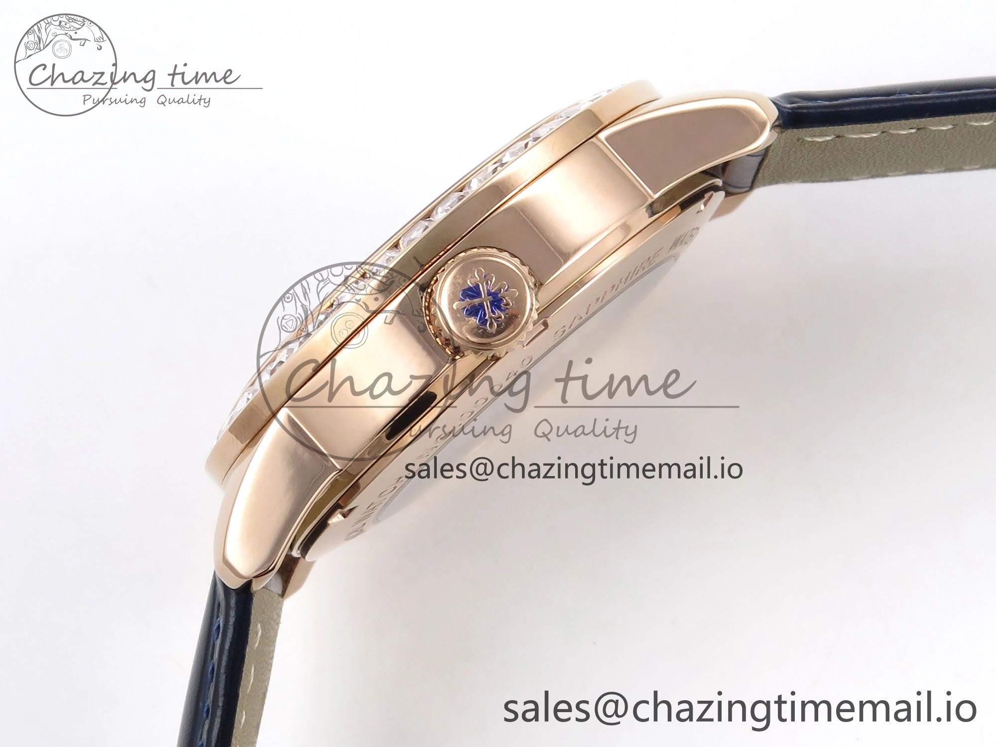PP Tourbillon RG Diamonds Bezel RMSF Edition Black Starry Dial on Blue Leather Strap