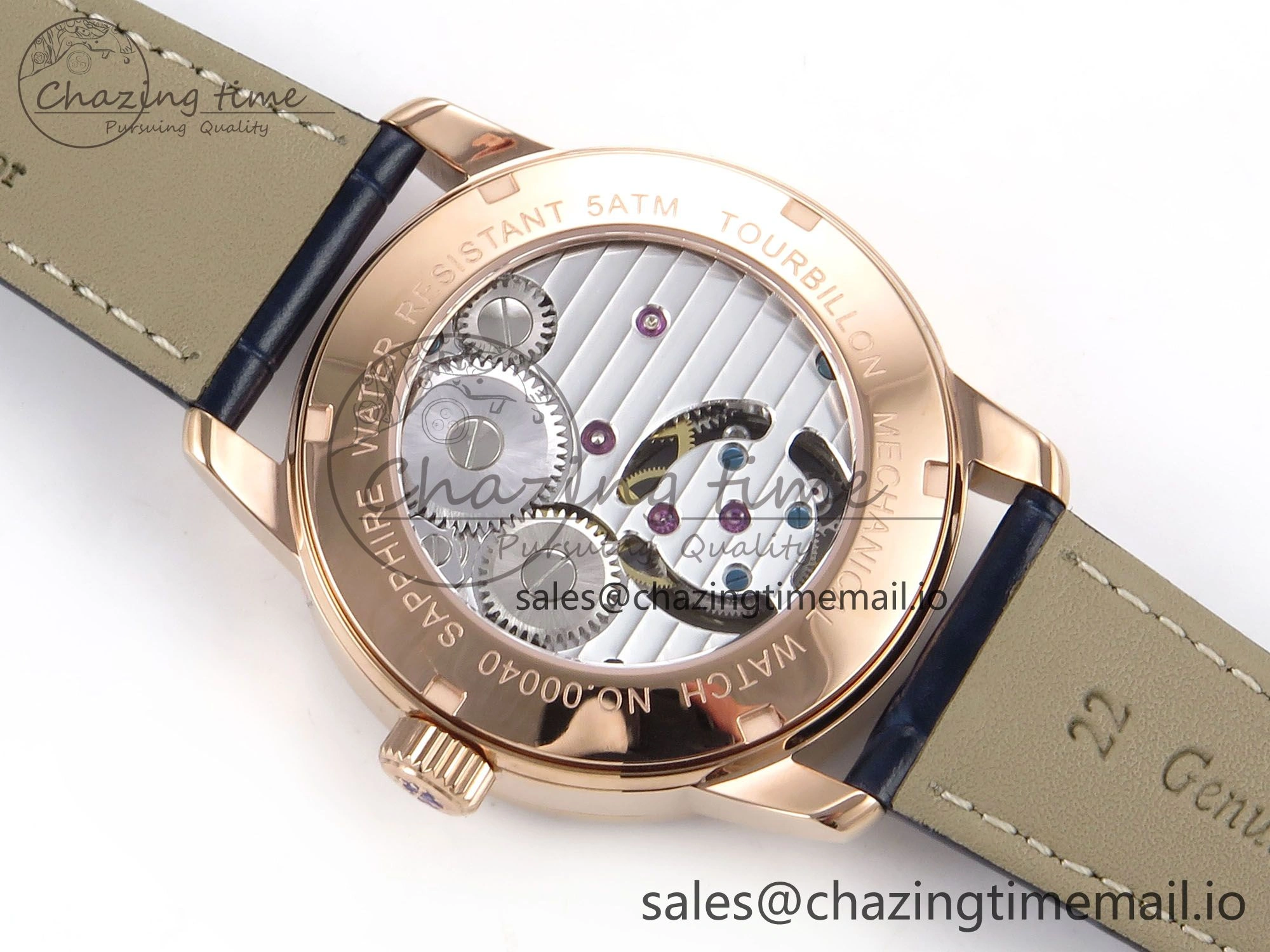 PP Tourbillon RG Diamonds Bezel RMSF Edition Black Starry Dial on Blue Leather Strap