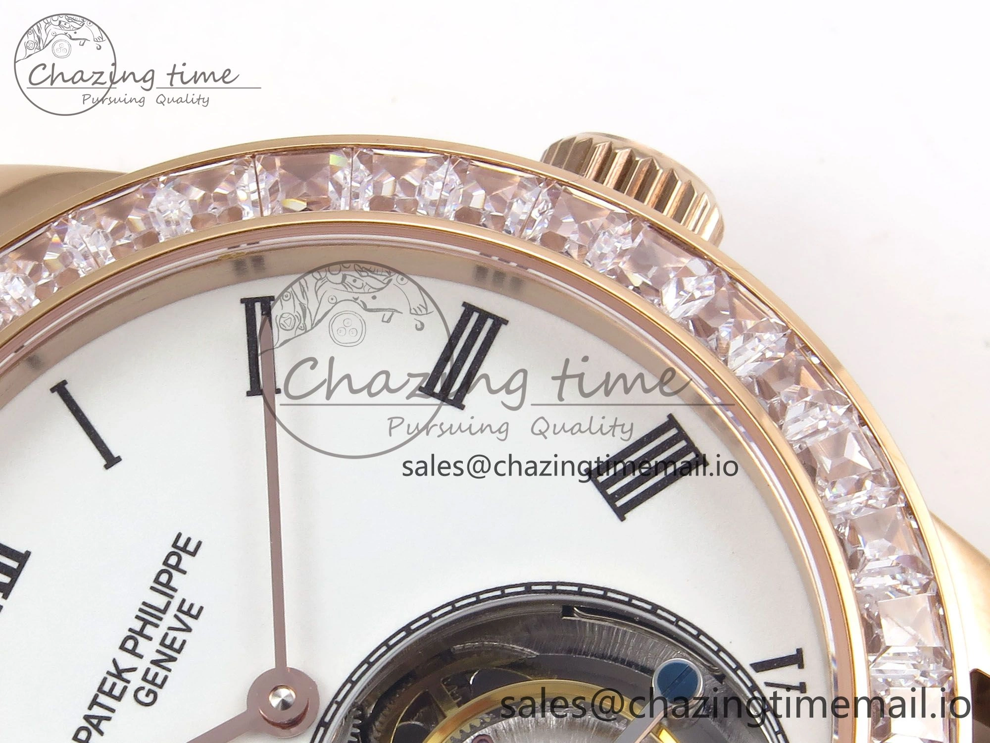 PP Tourbillon RG Diamonds Bezel RMSF Edition White Dial on Brown Leather Strap