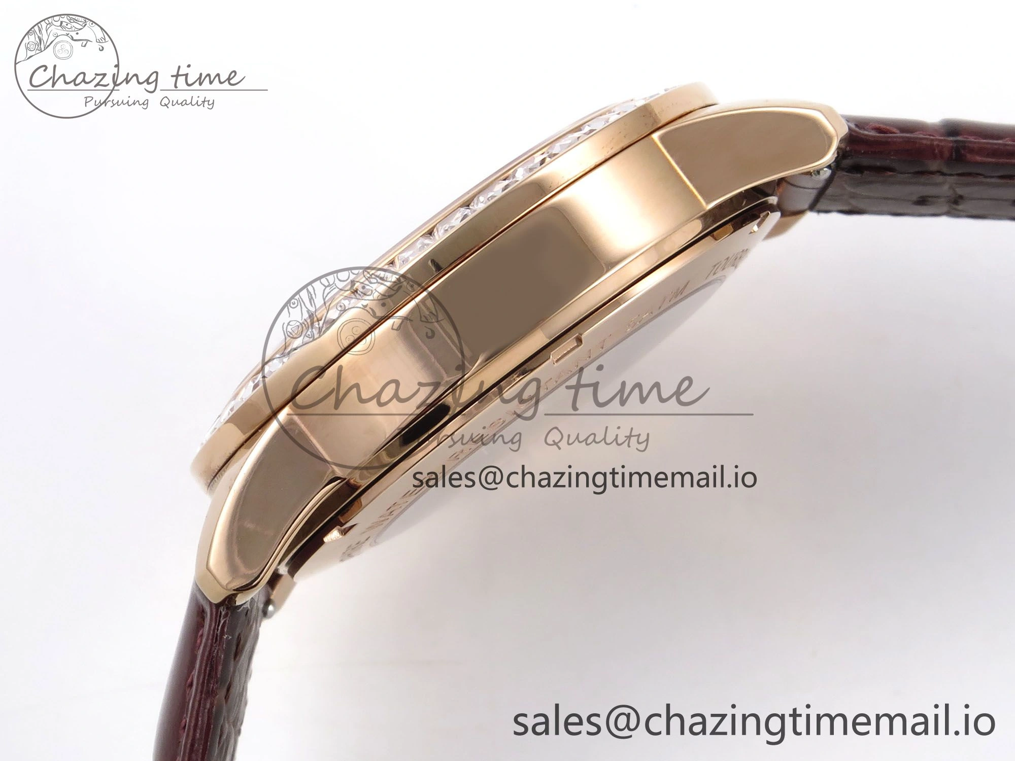 PP Tourbillon RG Diamonds Bezel RMSF Edition White Dial on Brown Leather Strap