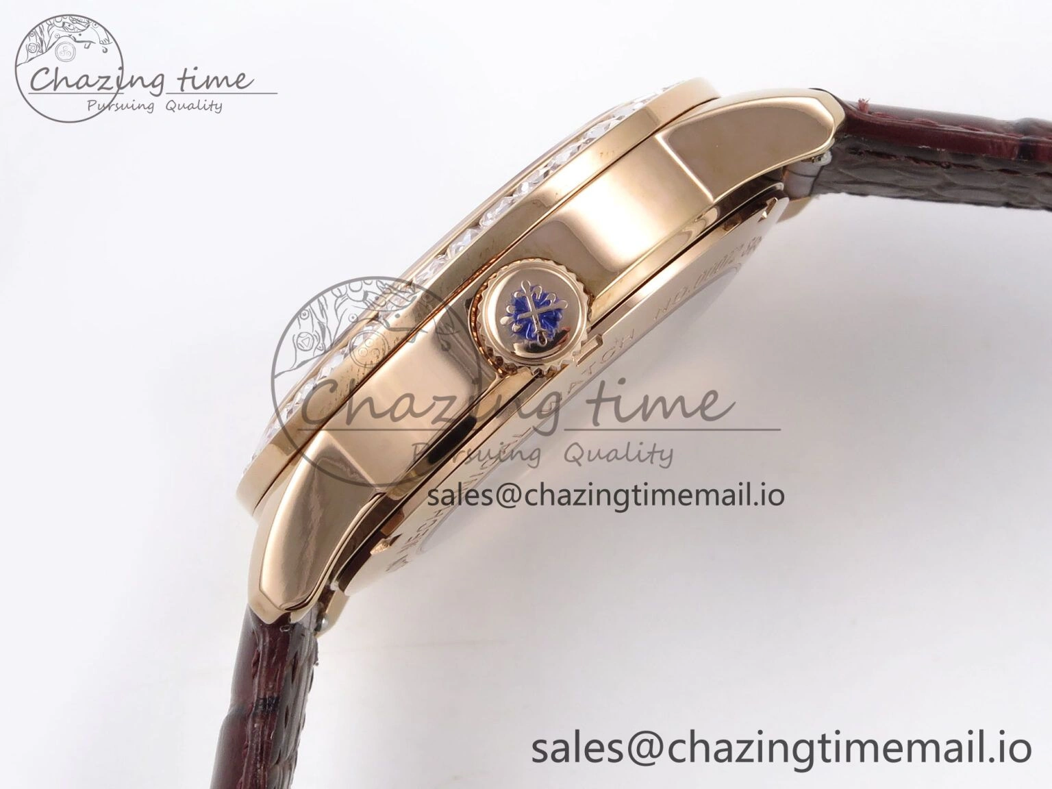 PP Tourbillon RG Diamonds Bezel RMSF Edition White Dial on Brown Leather Strap