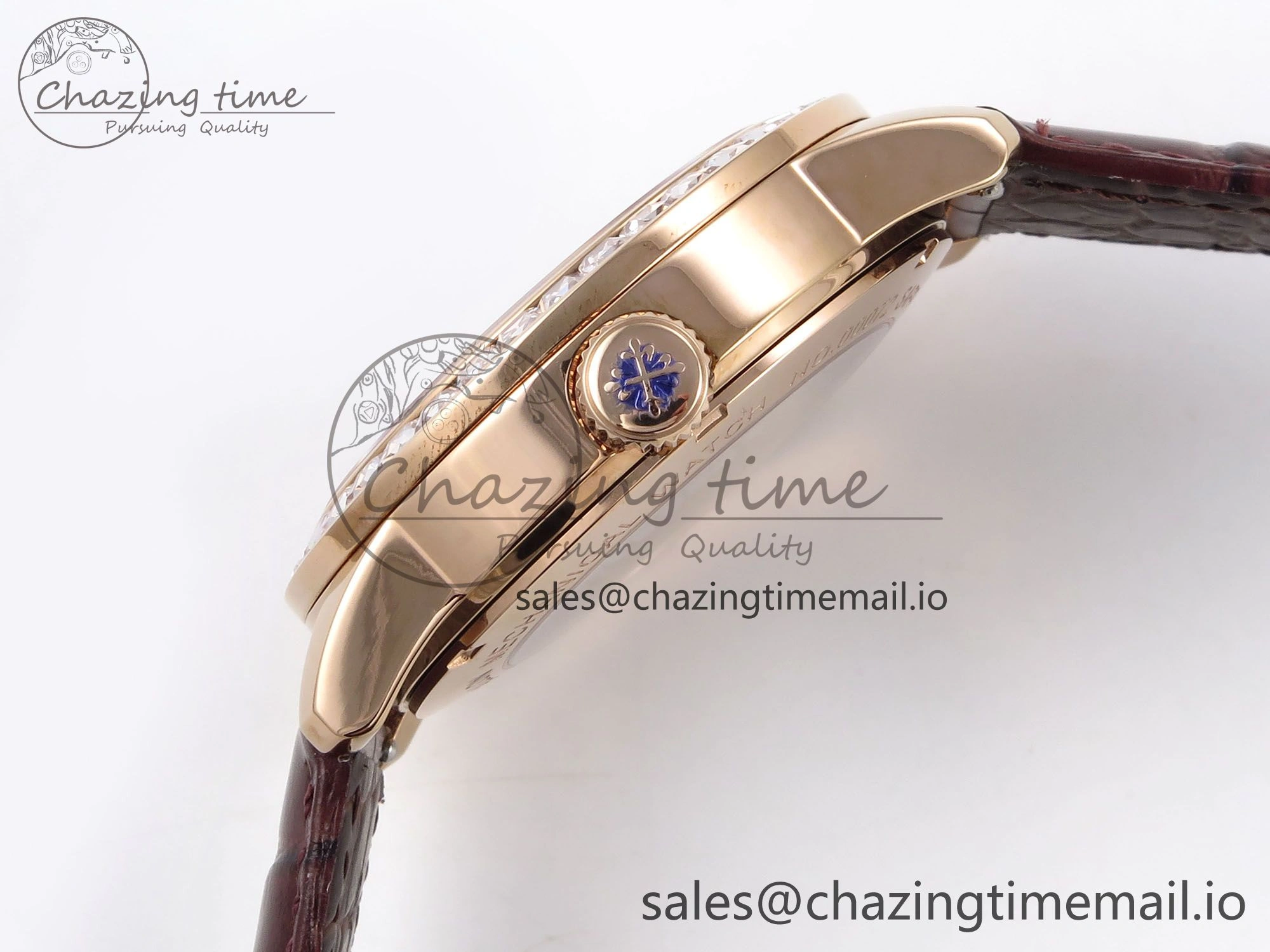 PP Tourbillon RG Diamonds Bezel RMSF Edition White Dial on Brown Leather Strap