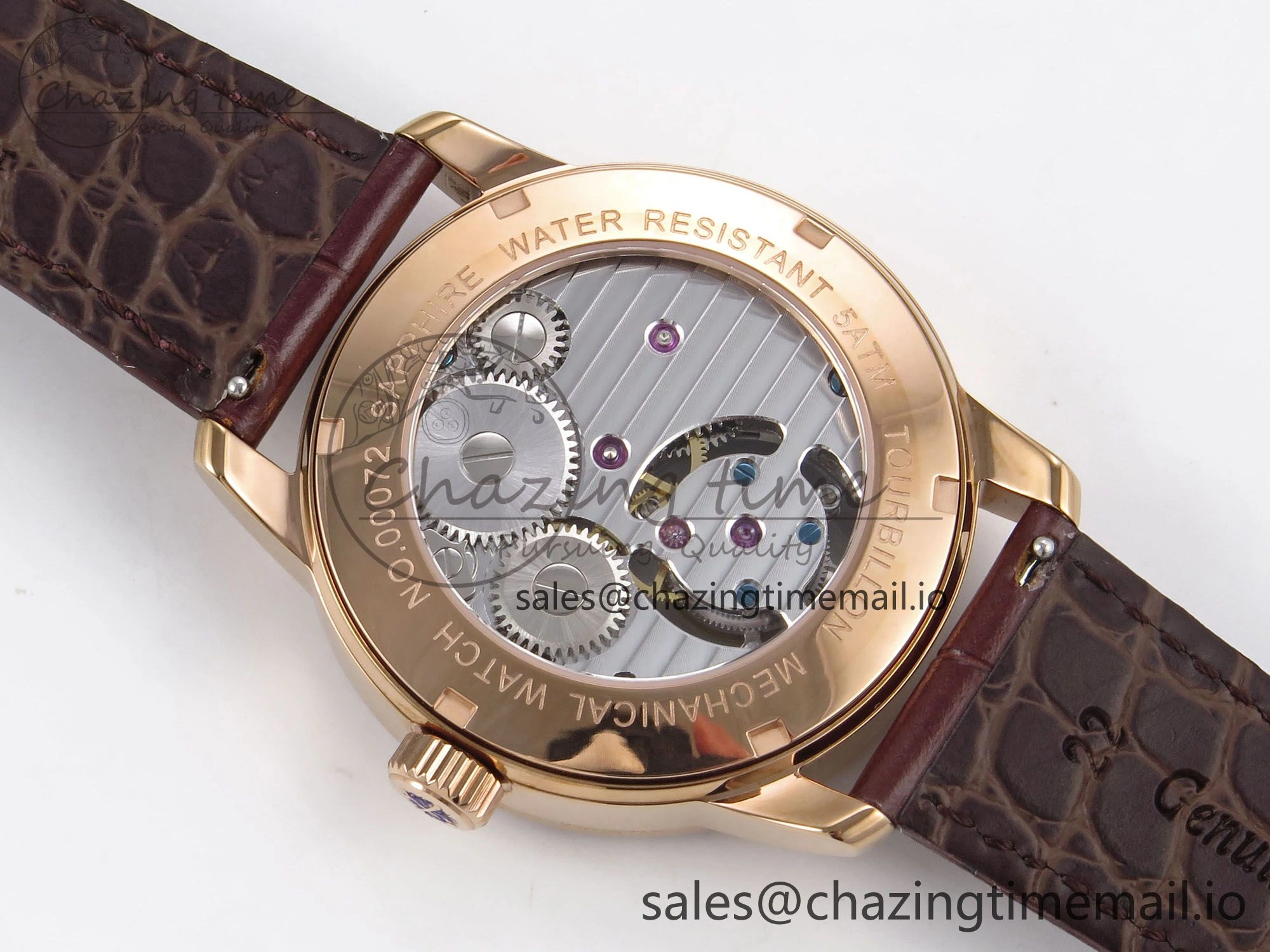 PP Tourbillon RG Diamonds Bezel RMSF Edition White Dial on Brown Leather Strap