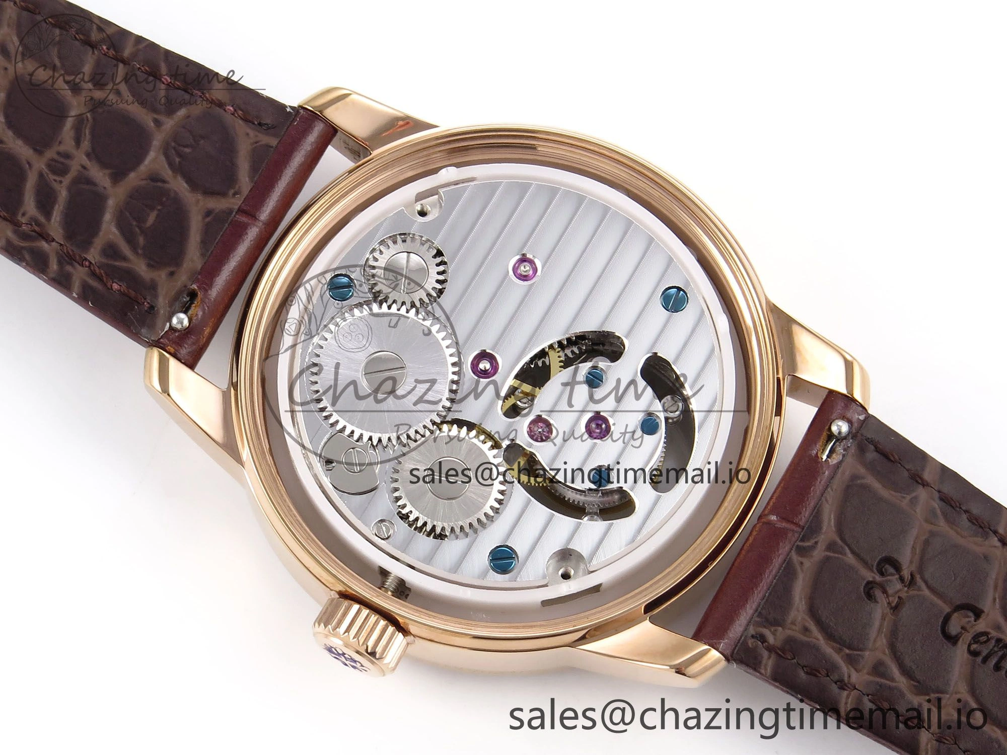 PP Tourbillon RG Diamonds Bezel RMSF Edition White Dial on Brown Leather Strap