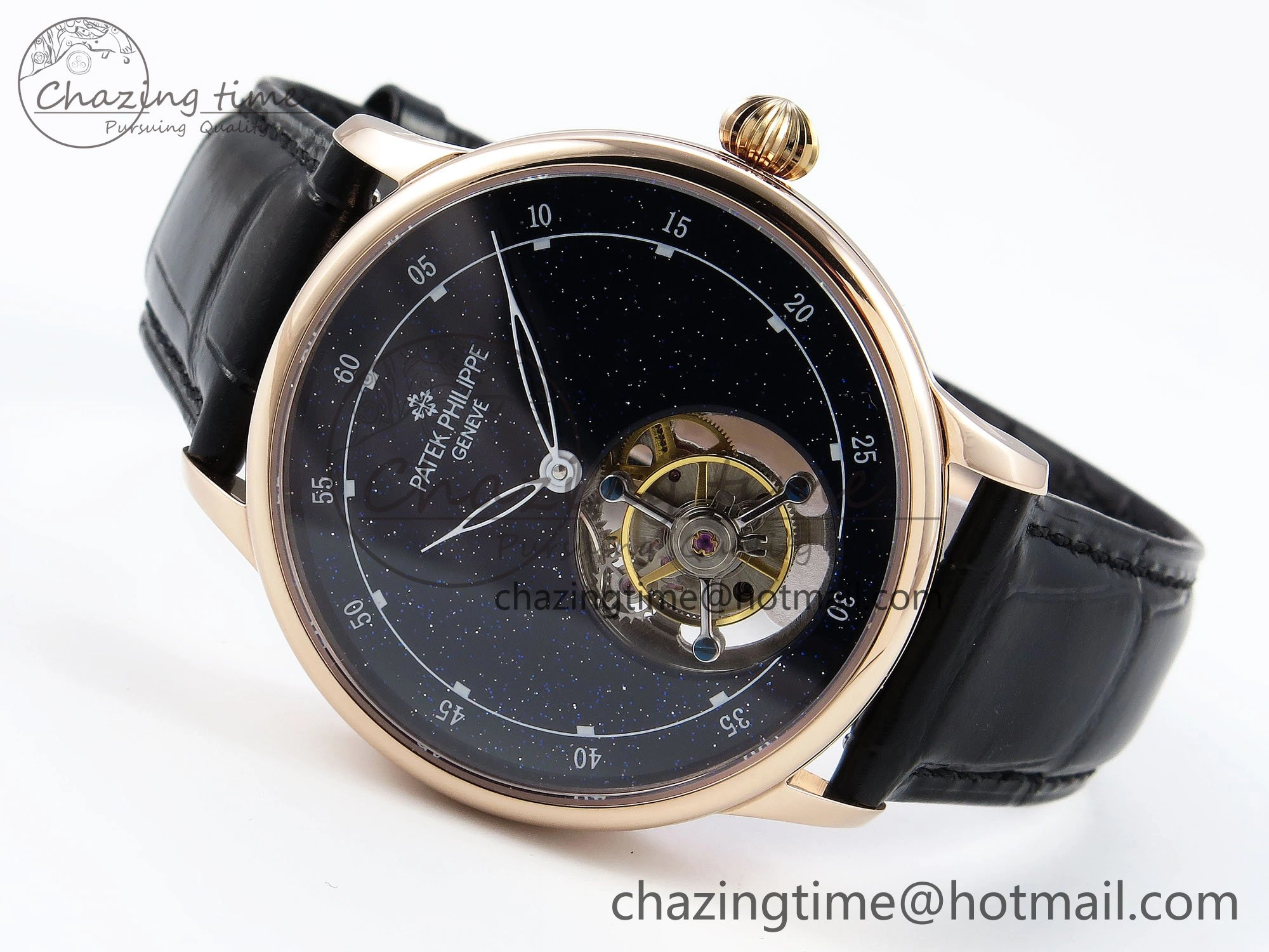 PP Tourbillon RG RMSF Edition Blue Dial on Blue Leather Strap