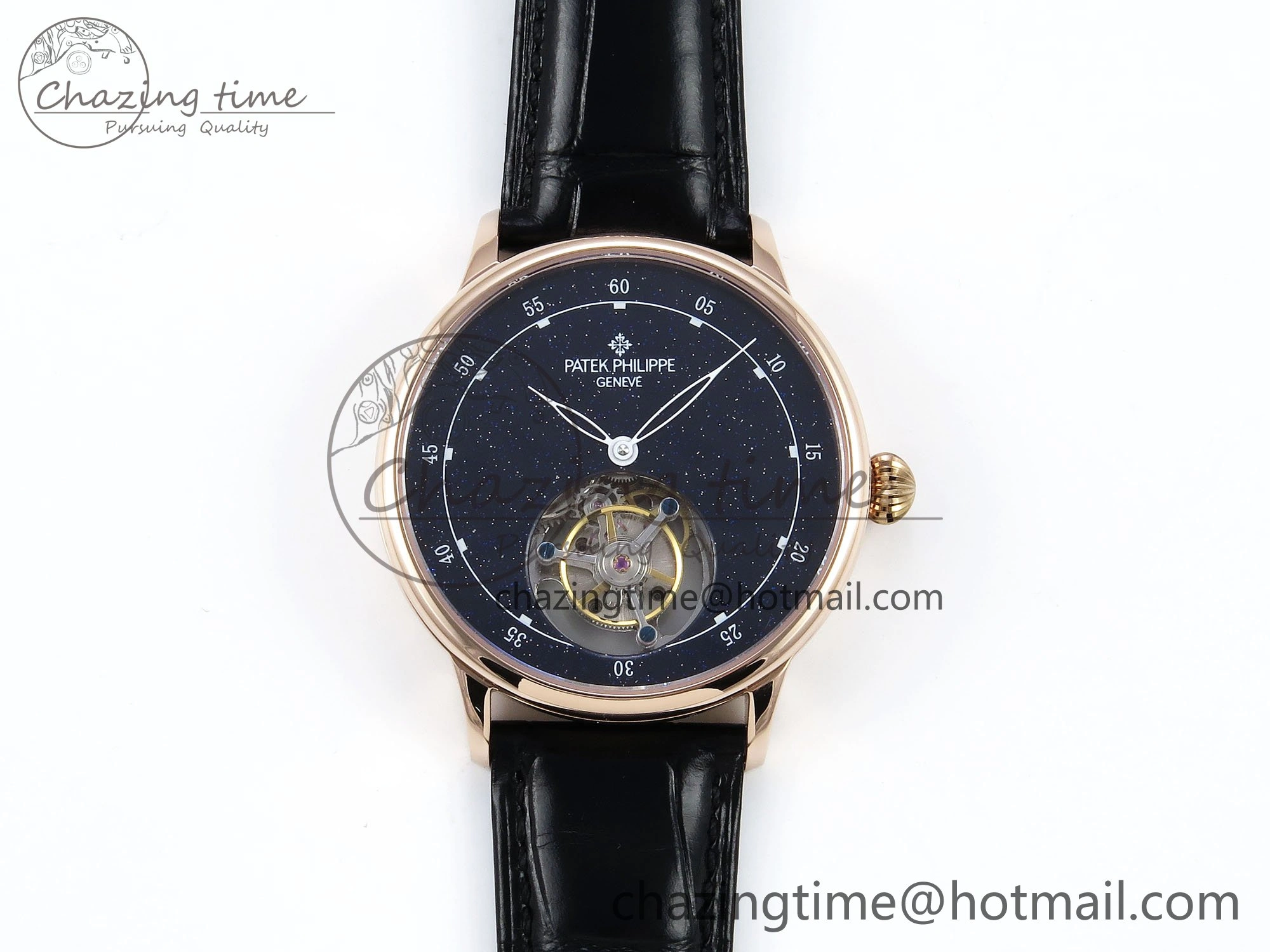 PP Tourbillon RG RMSF Edition Blue Dial on Blue Leather Strap
