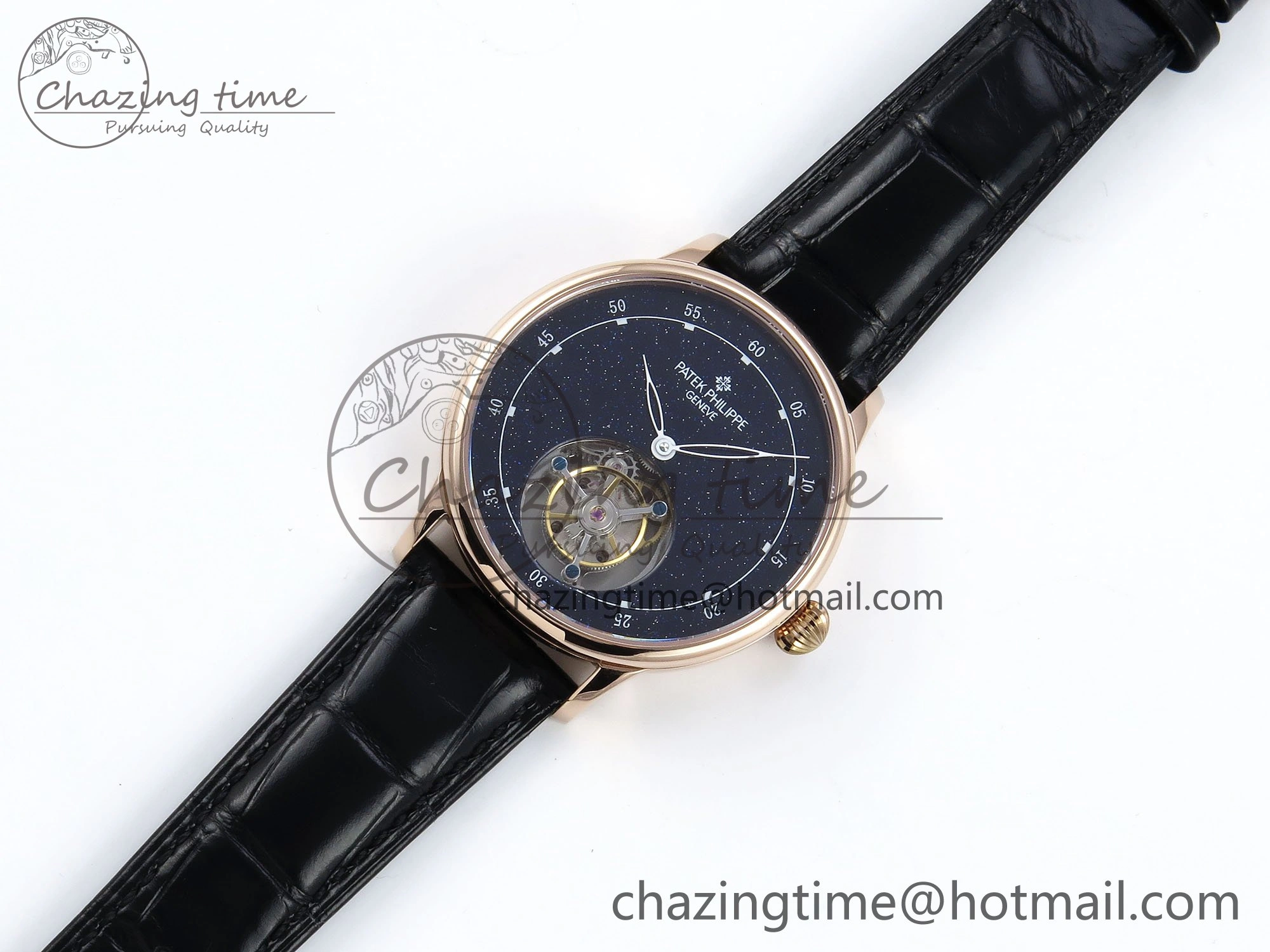 PP Tourbillon RG RMSF Edition Blue Dial on Blue Leather Strap
