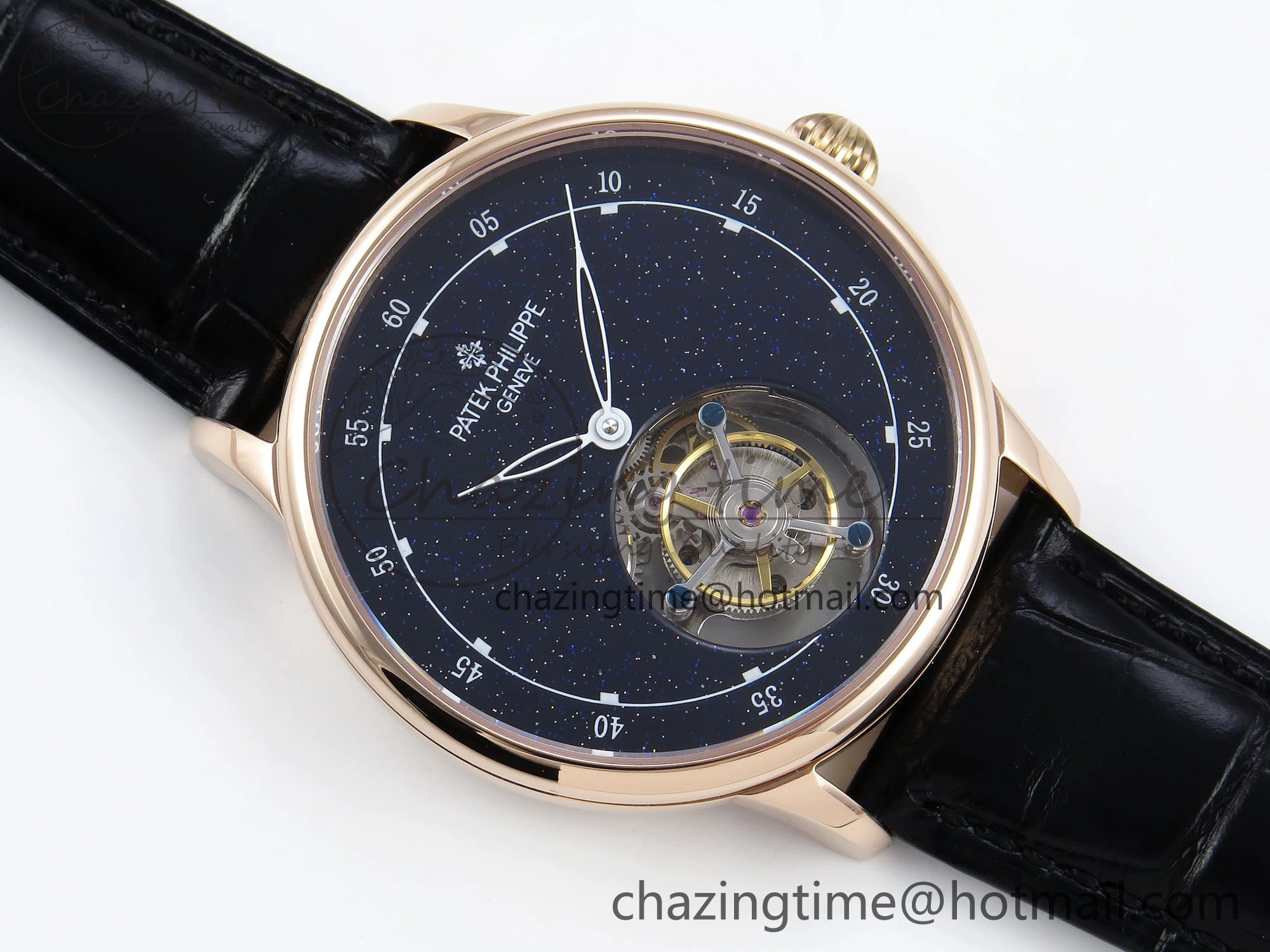 PP Tourbillon RG RMSF Edition Blue Dial on Blue Leather Strap
