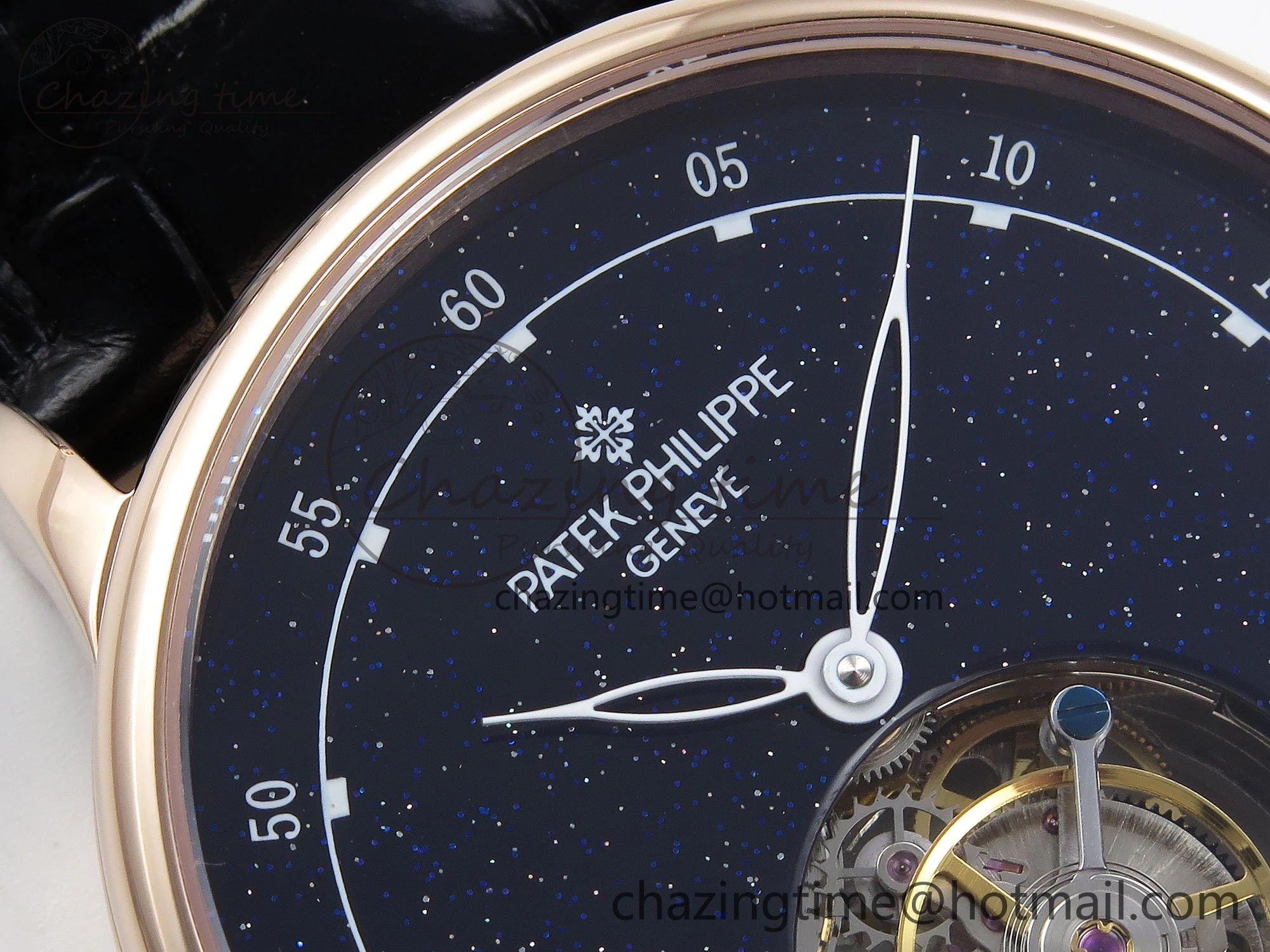 PP Tourbillon RG RMSF Edition Blue Dial on Blue Leather Strap