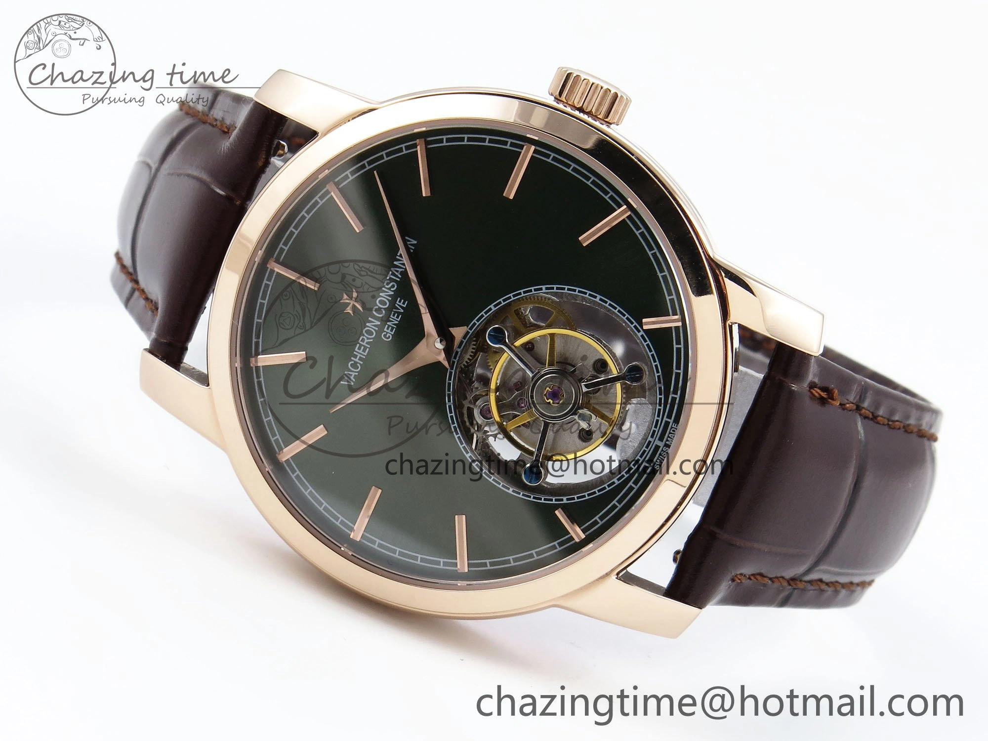 PP Tourbillon RG RMSF Edition Green Dial on Brown Leather Strap