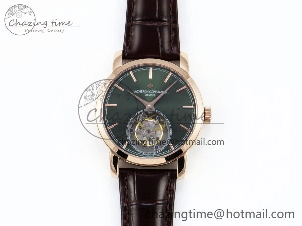 PP Tourbillon RG RMSF Edition Green Dial on Brown Leather Strap