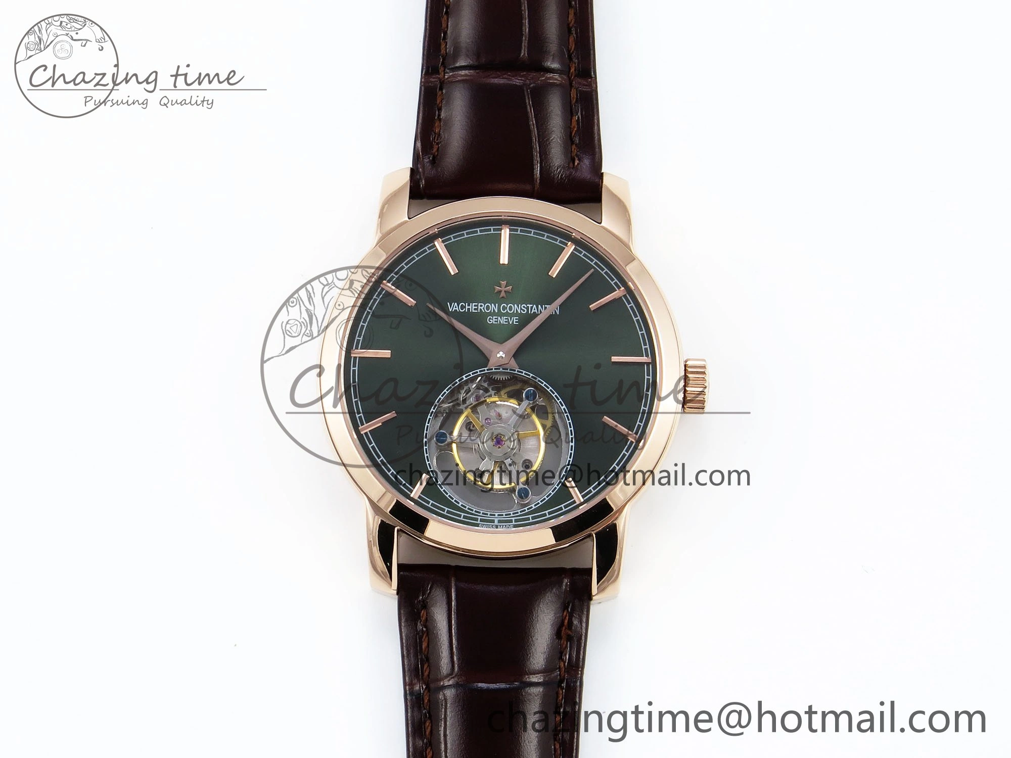 PP Tourbillon RG RMSF Edition Green Dial on Brown Leather Strap