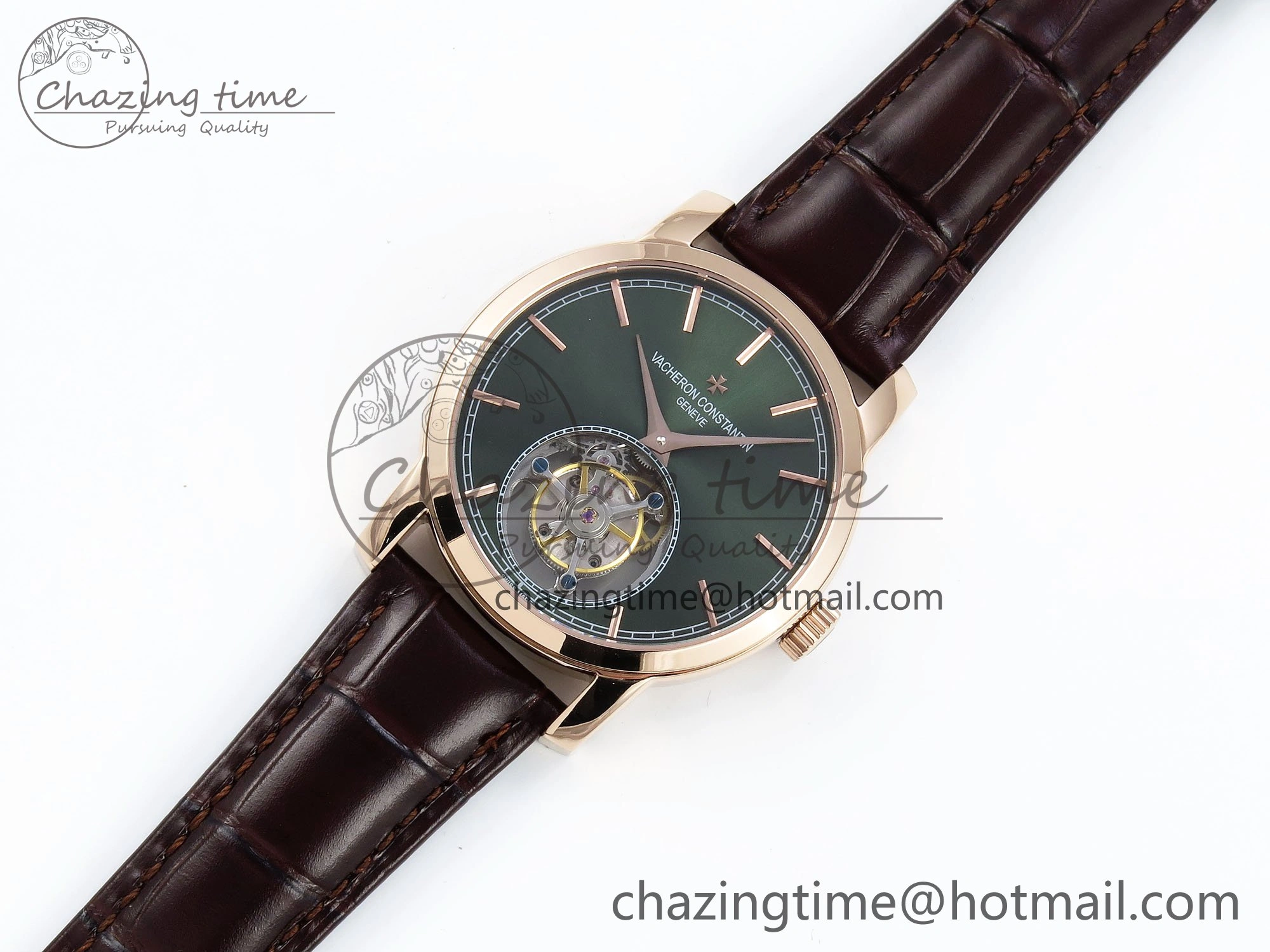 PP Tourbillon RG RMSF Edition Green Dial on Brown Leather Strap