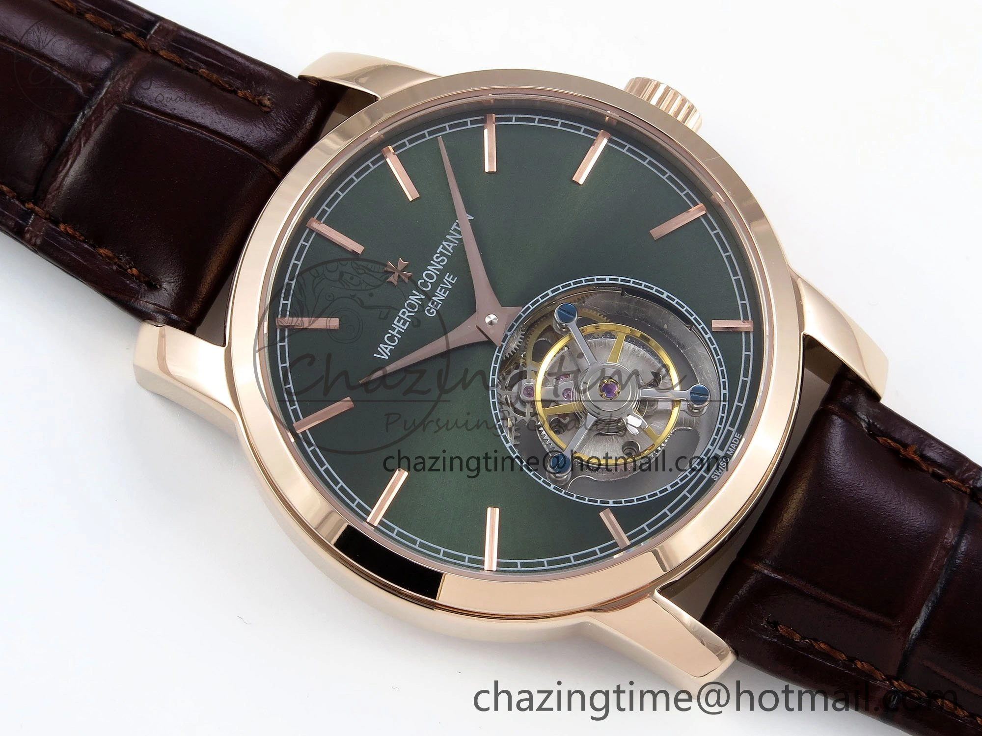 PP Tourbillon RG RMSF Edition Green Dial on Brown Leather Strap