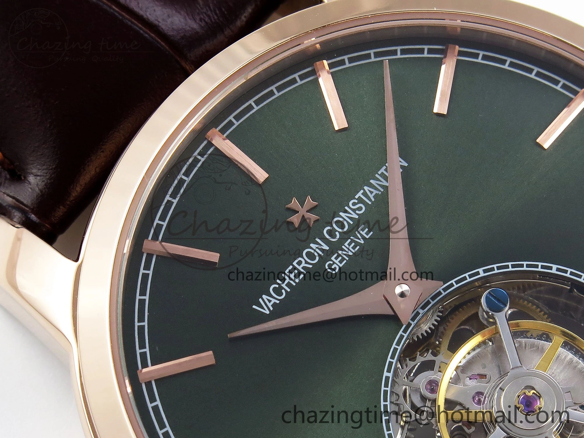 PP Tourbillon RG RMSF Edition Green Dial on Brown Leather Strap
