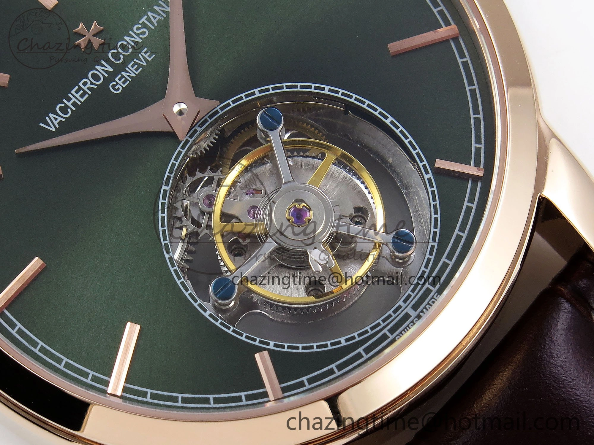 PP Tourbillon RG RMSF Edition Green Dial on Brown Leather Strap