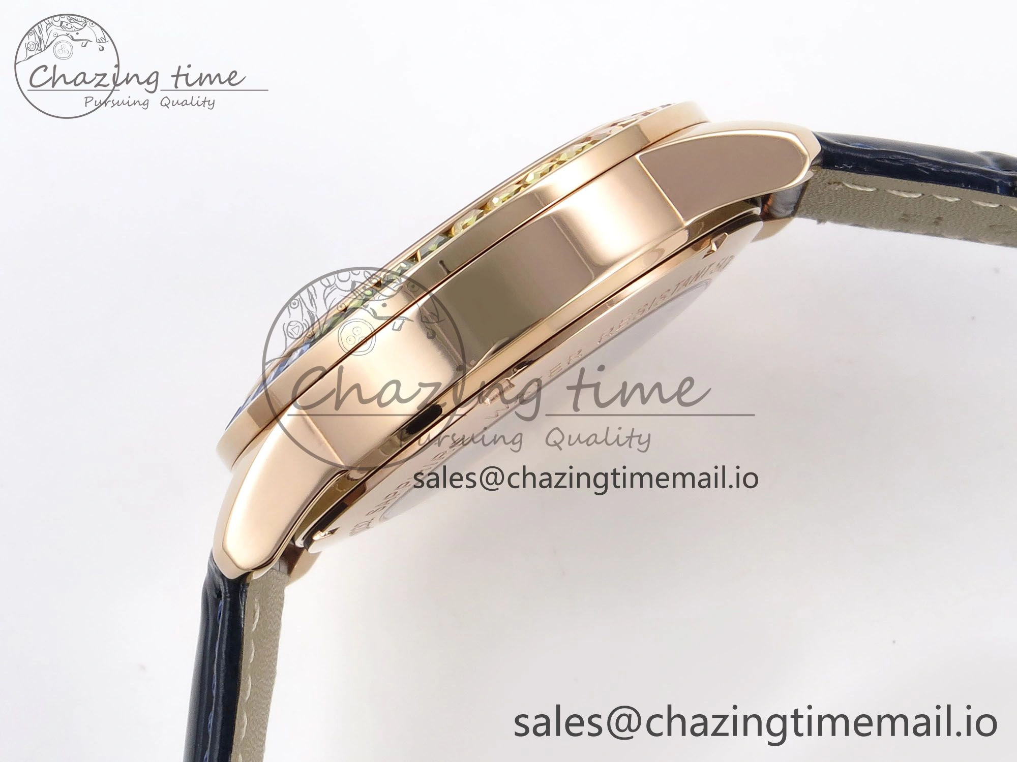 PP Tourbillon RG Rainbow Bezel RMSF Edition Black Starry Dial on Blue Leather Strap