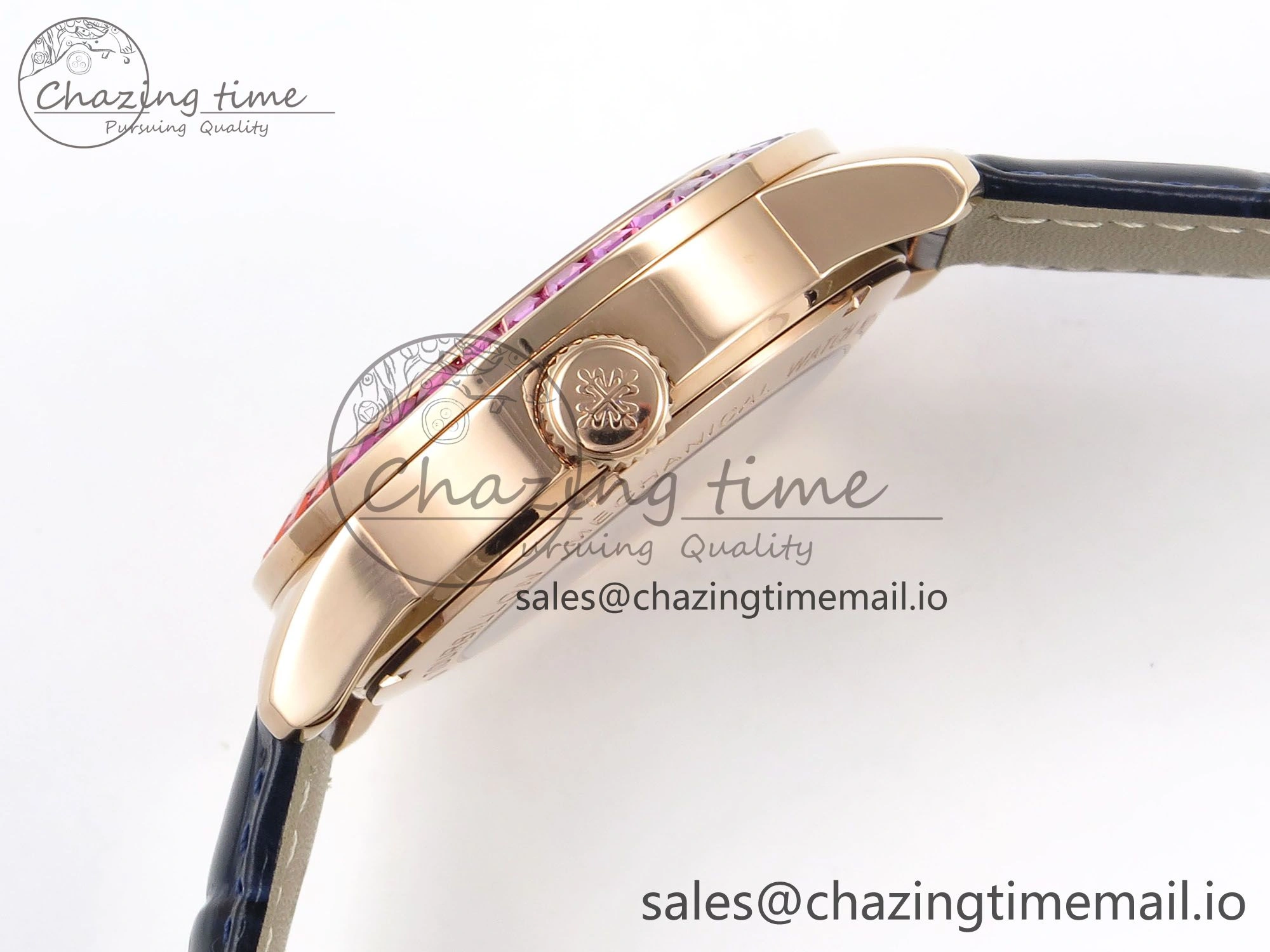 PP Tourbillon RG Rainbow Bezel RMSF Edition Black Starry Dial on Blue Leather Strap