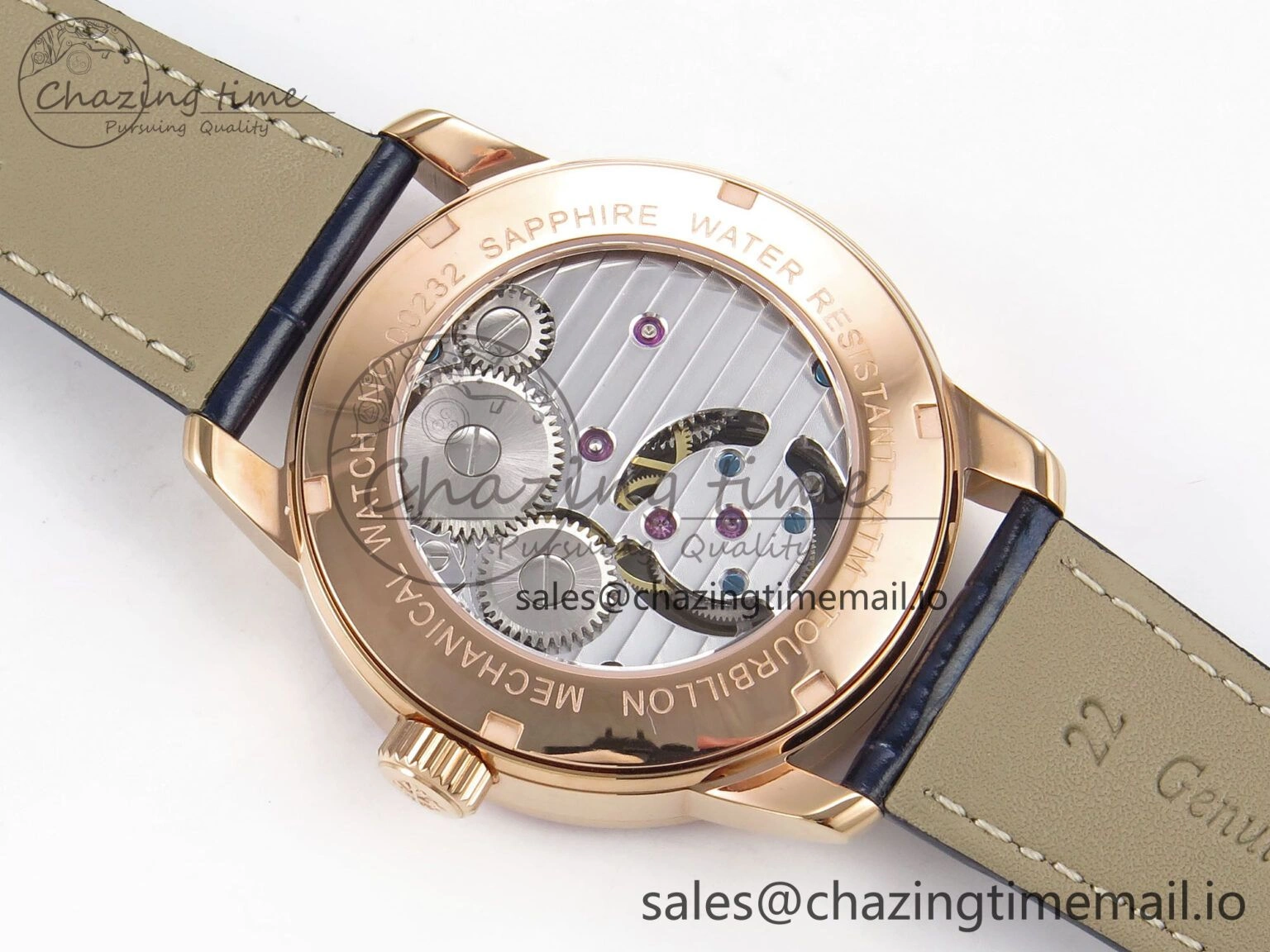 PP Tourbillon RG Rainbow Bezel RMSF Edition Black Starry Dial on Blue Leather Strap