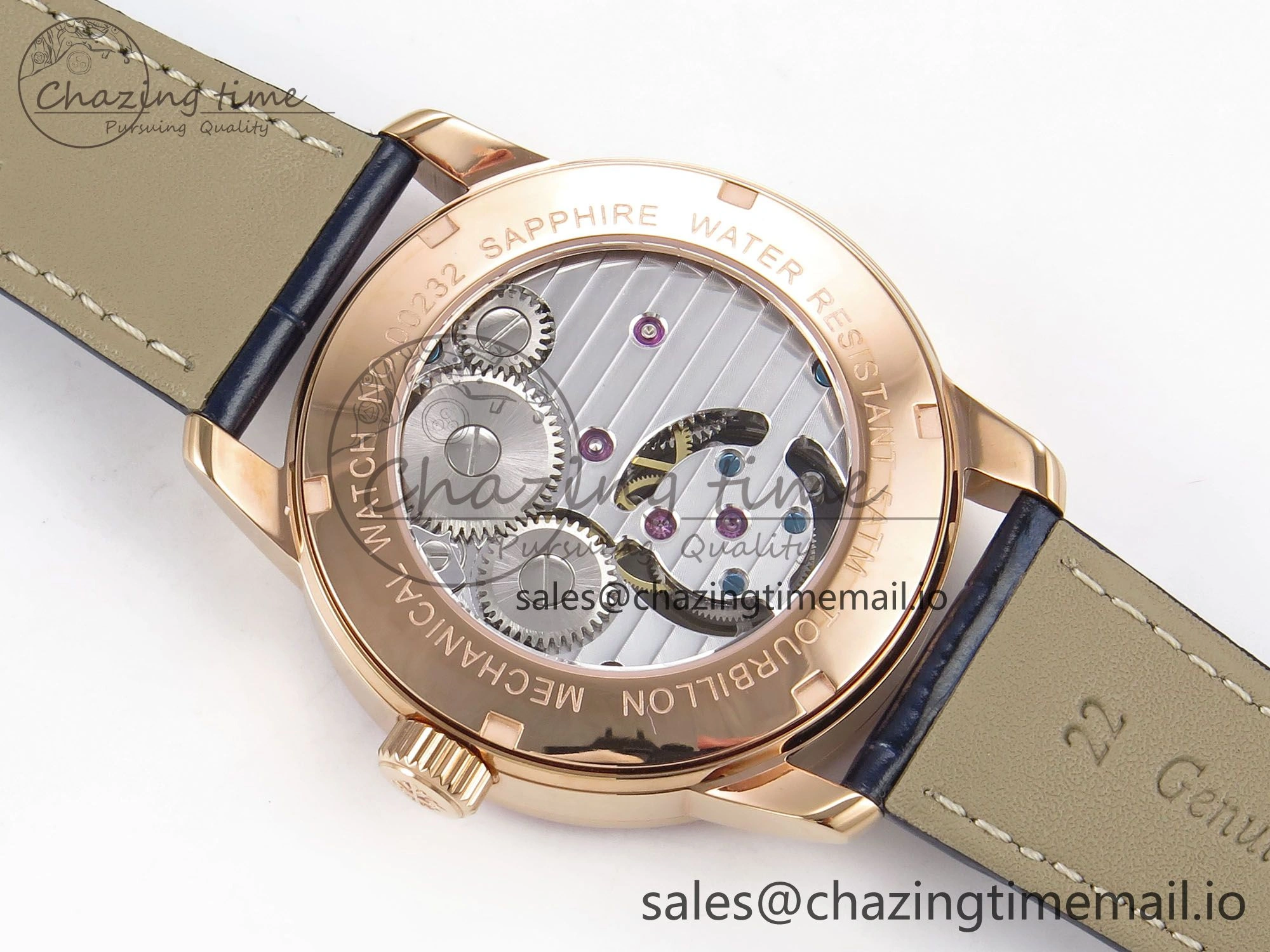 PP Tourbillon RG Rainbow Bezel RMSF Edition Black Starry Dial on Blue Leather Strap