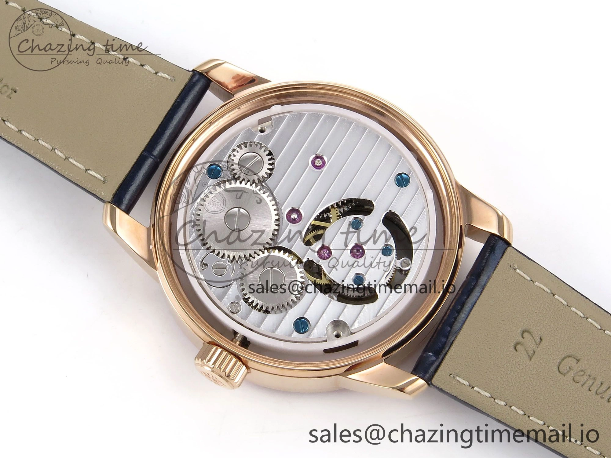 PP Tourbillon RG Rainbow Bezel RMSF Edition Black Starry Dial on Blue Leather Strap