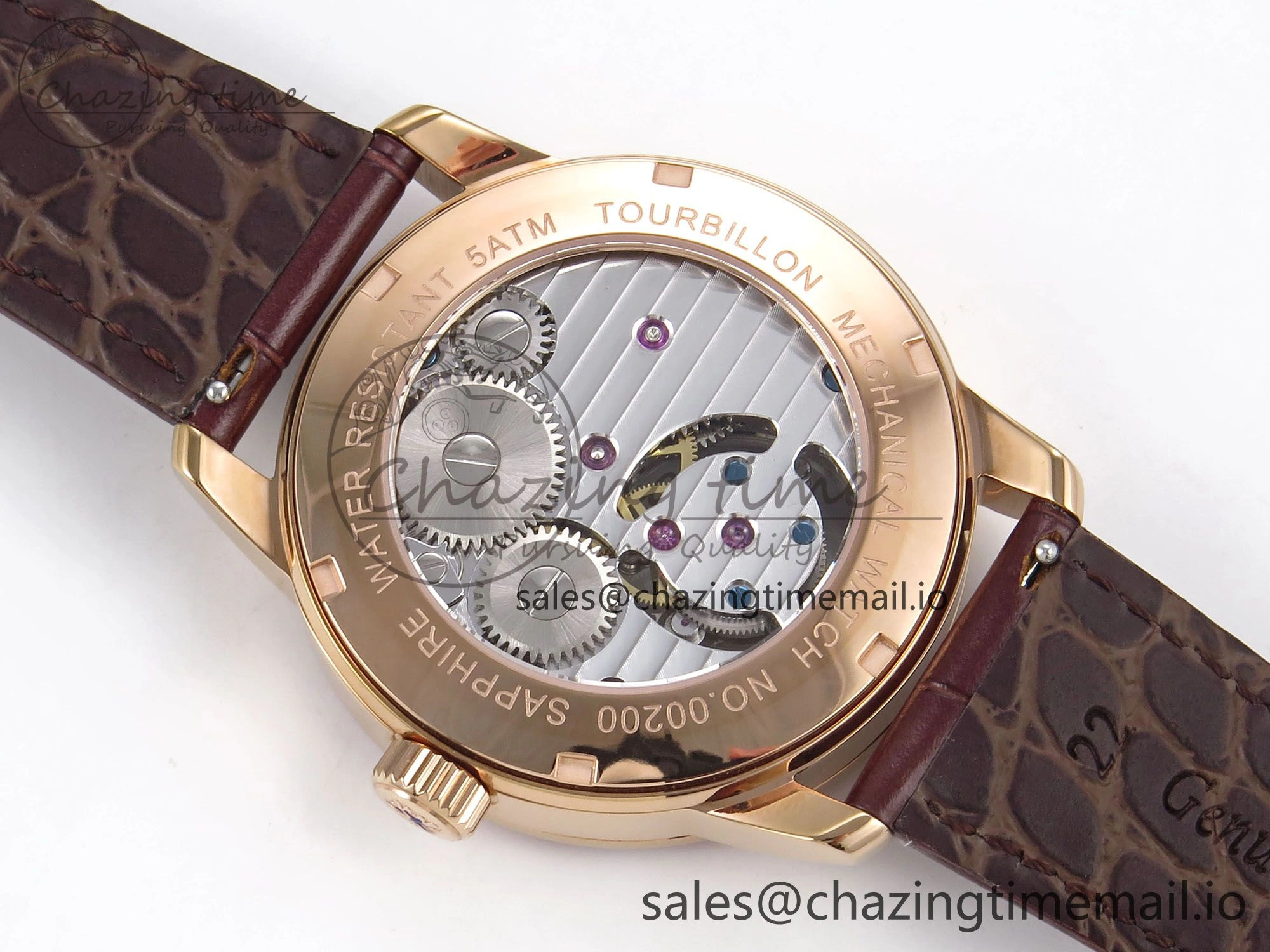 PP Tourbillon RG Rainbow Bezel RMSF Edition White Dial on Brown Leather Strap
