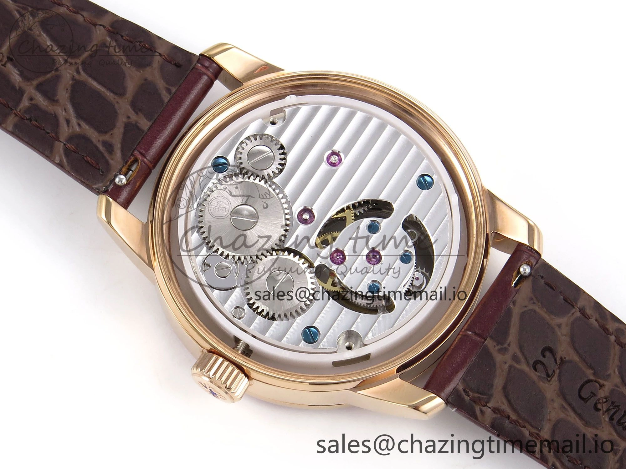 PP Tourbillon RG Rainbow Bezel RMSF Edition White Dial on Brown Leather Strap