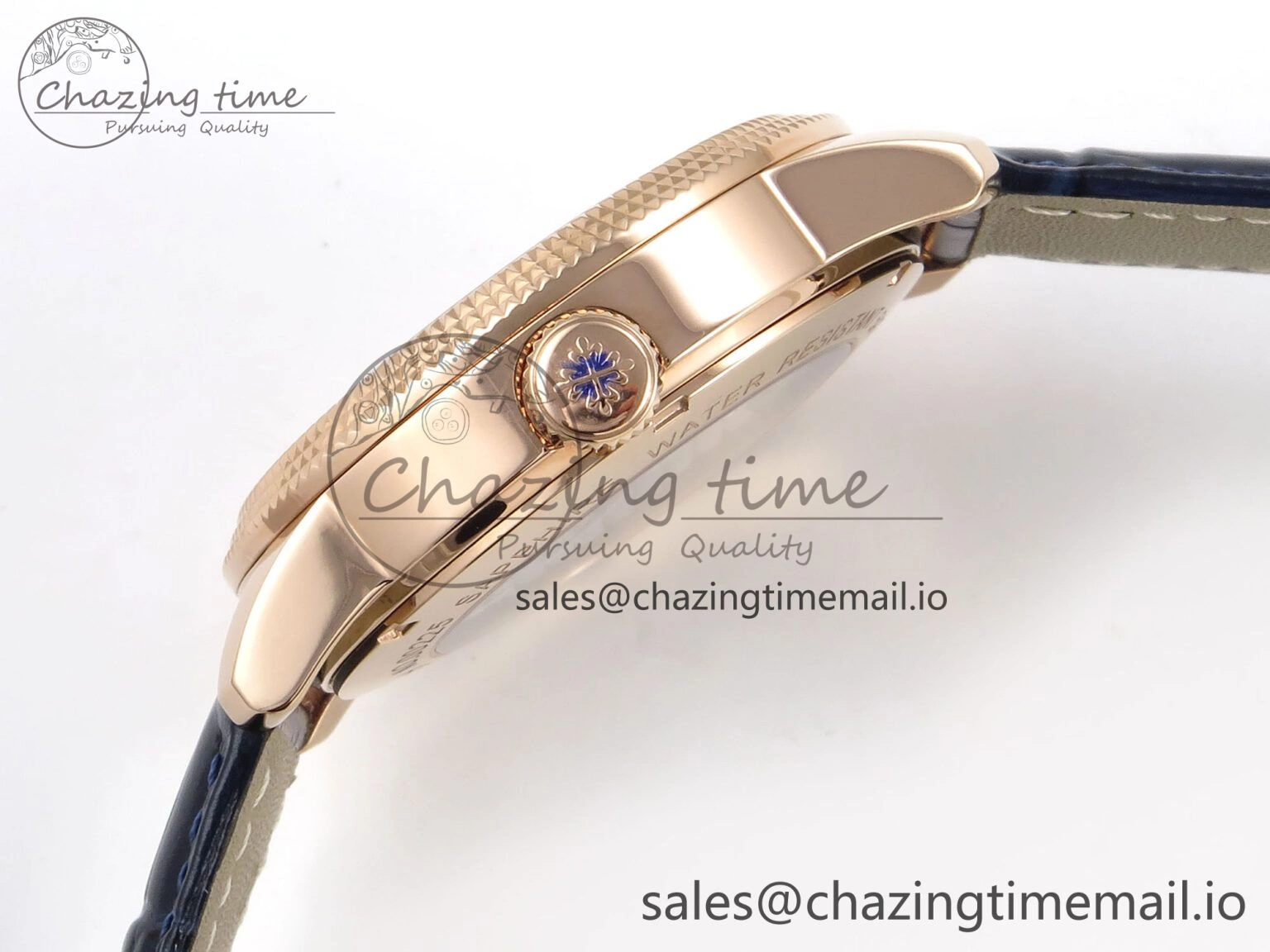 PP Tourbillon RG Texuted Bezel RMSF Edition Black Starry Dial on Blue Leather Strap