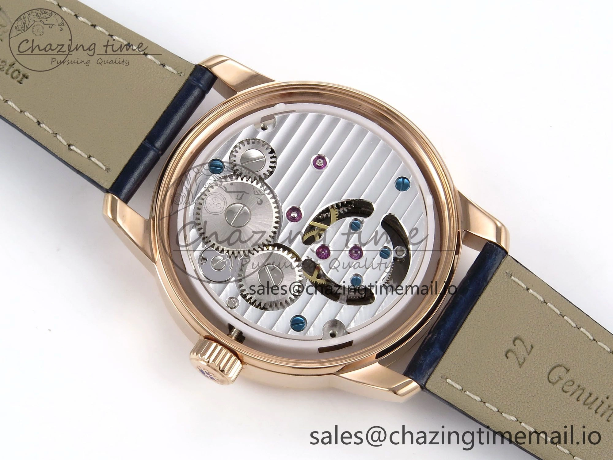 PP Tourbillon RG Texuted Bezel RMSF Edition Black Starry Dial on Blue Leather Strap