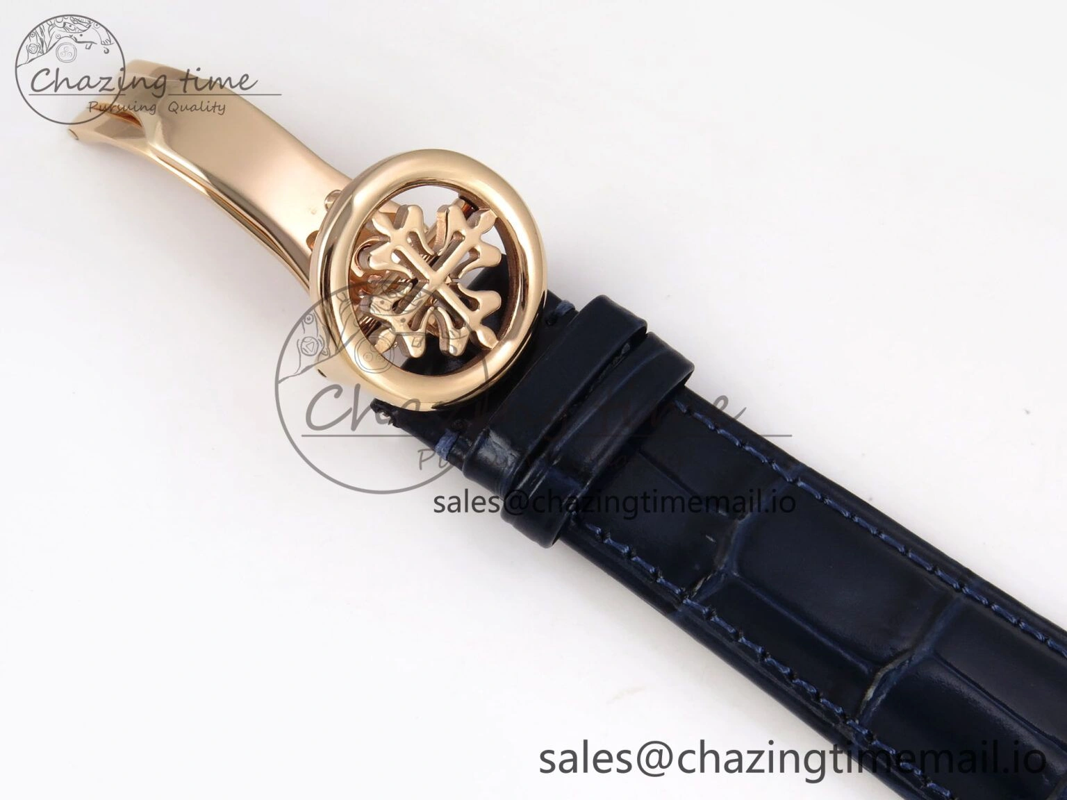 PP Tourbillon RG Texuted Bezel RMSF Edition Black Starry Dial on Blue Leather Strap