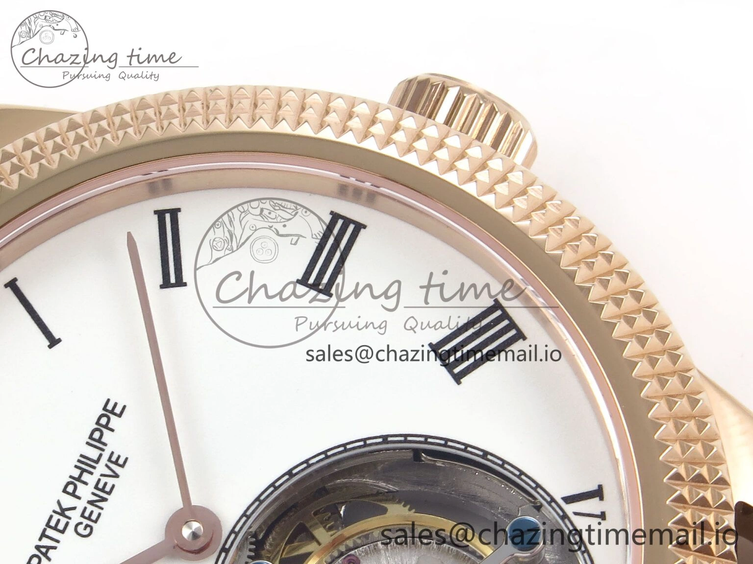 PP Tourbillon RG Texuted Bezel RMSF Edition White Dial on Brown Leather Strap
