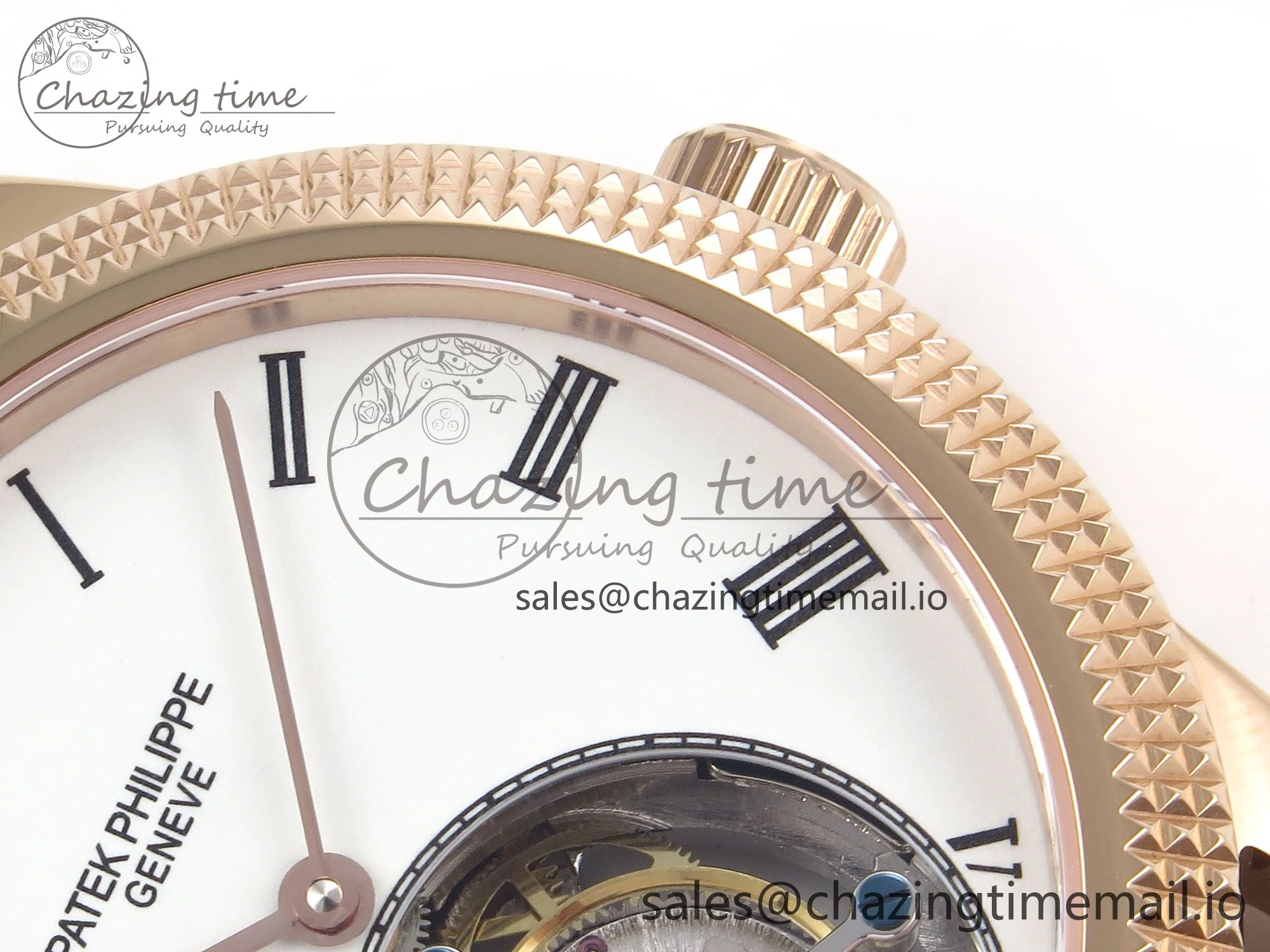 PP Tourbillon RG Texuted Bezel RMSF Edition White Dial on Brown Leather Strap