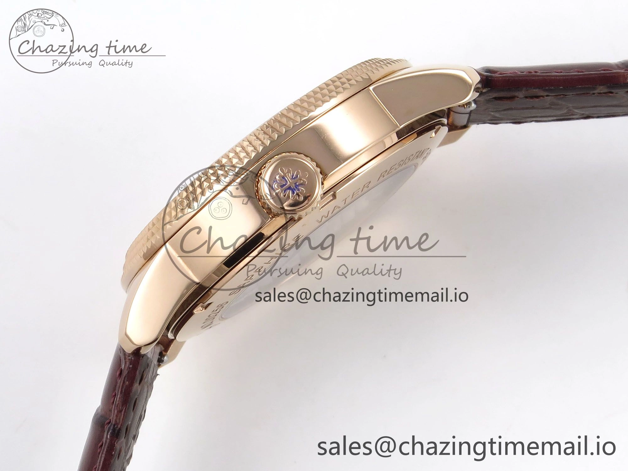 PP Tourbillon RG Texuted Bezel RMSF Edition White Dial on Brown Leather Strap