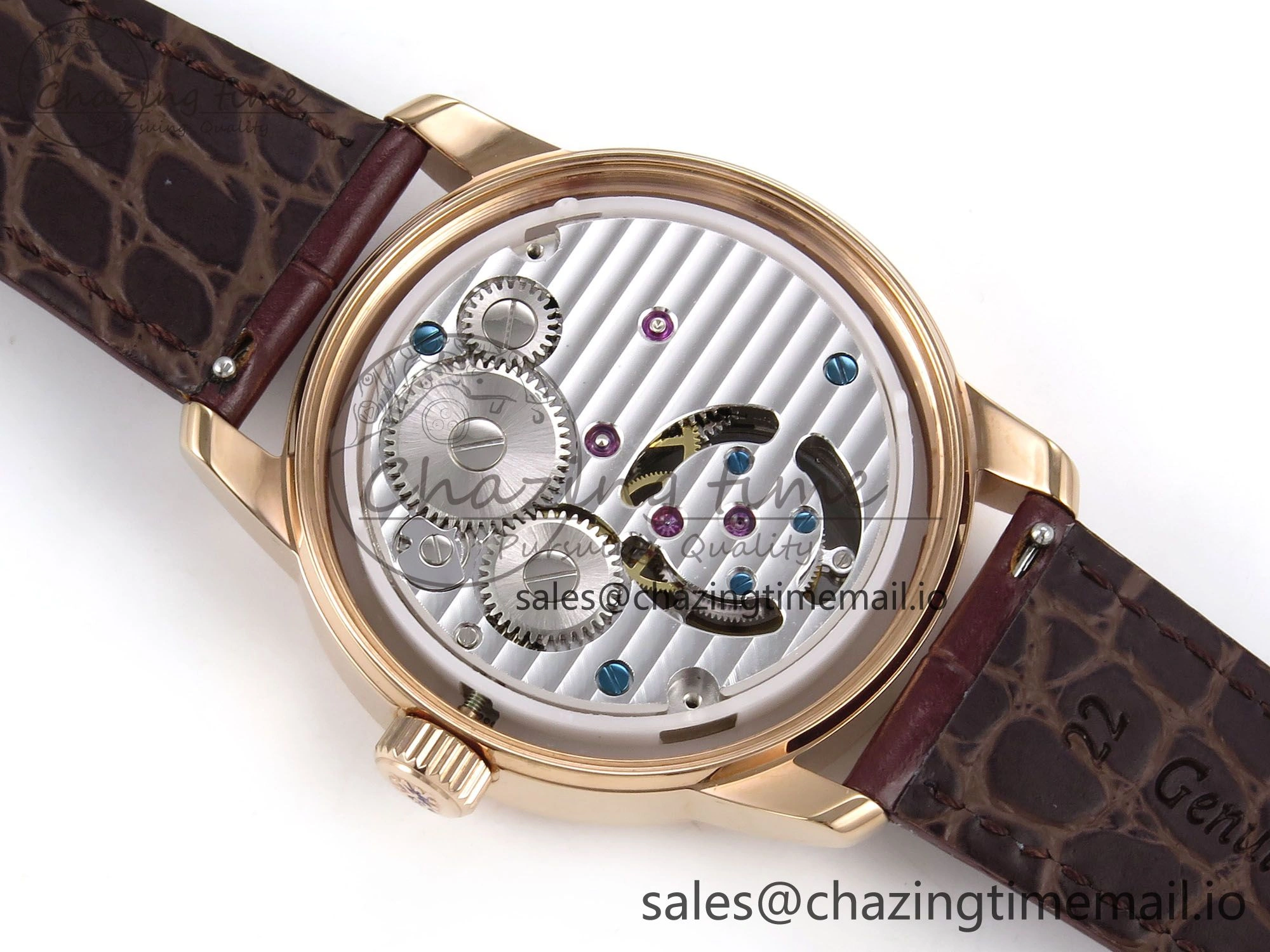 PP Tourbillon RG Texuted Bezel RMSF Edition White Dial on Brown Leather Strap