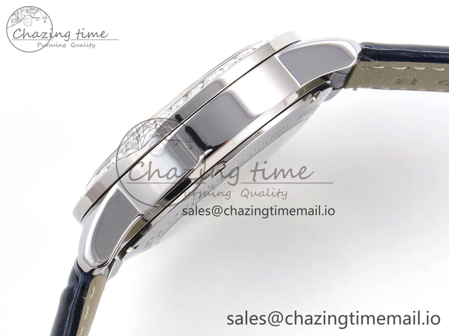 PP Tourbillon SS Diamonds Bezel RMSF Edition Black Starry Dial on Blue Leather Strap